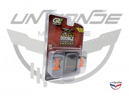 2 Ciseaux Ascenseurs Avec Base Moul&eacute;e Sous Pression Orange et Noir