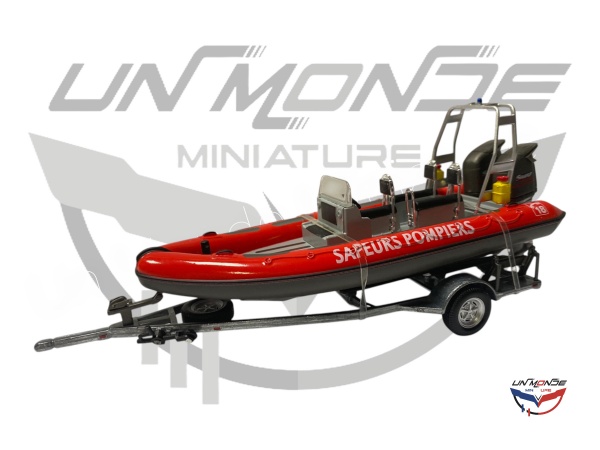 Bateau Sapeurs Pompiers et remorque