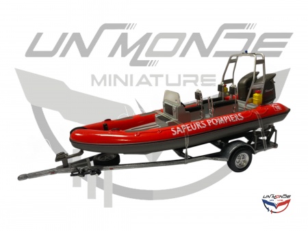 Bateau Sapeurs Pompiers et remorque