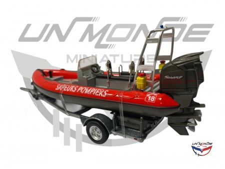 Bateau Sapeurs Pompiers et remorque
