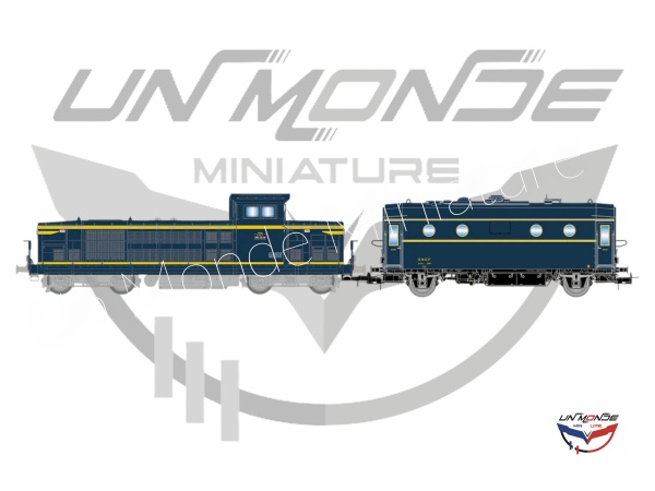 Locomotive Diesel 040 DG-18 Jaune & Bleue + fourgon-chaudi�re Analogique