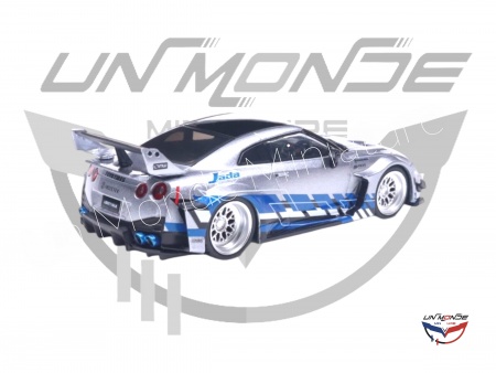 Nissan GT-R R35 Liberty Walk Silhouette 2020 Silver and Blue Stripes