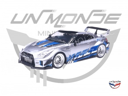 Nissan GT-R R35 Liberty Walk Silhouette 2020 Silver and Blue Stripes