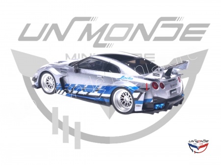 Nissan GT-R R35 Liberty Walk Silhouette 2020 Silver and Blue Stripes