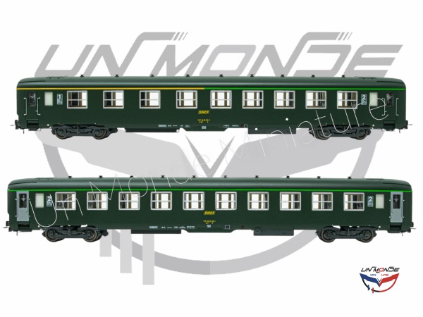 Set de 2 voitures lits DEV A0 Livre Verte SNCF