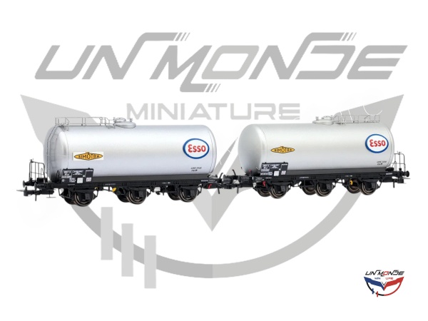 Set de 2 Wagons Citernes 3 Essieux Marquage ESSO SNCF