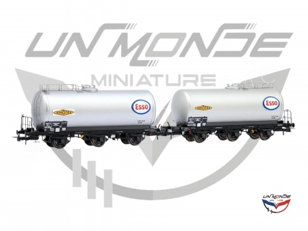 Set de 2 Wagons Citernes 3 Essieux Marquage ESSO SNCF