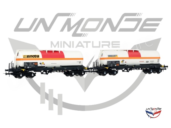 Set de 2 wagons-citernes � 4 essieux pour transport de chlore F-MISA/Millet