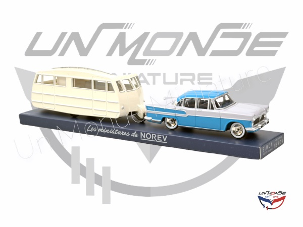 Simca Vedette Chambord 1958 & caravan Hnon Blue Lman & Grey