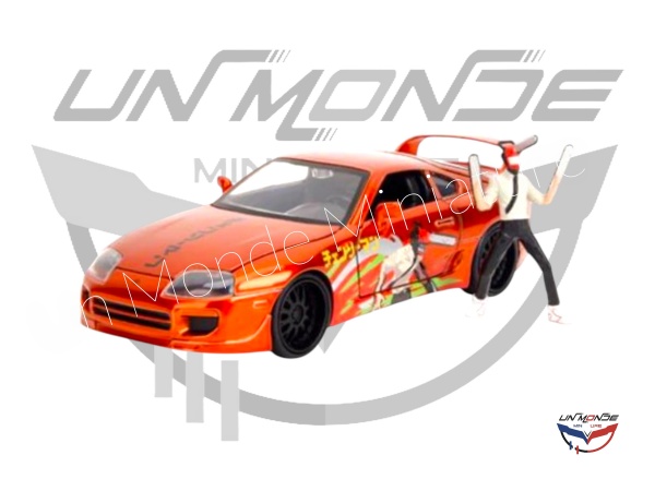 Toyota Supra With Chainsaw Man Figure Orange 1995 Hollywood Rides