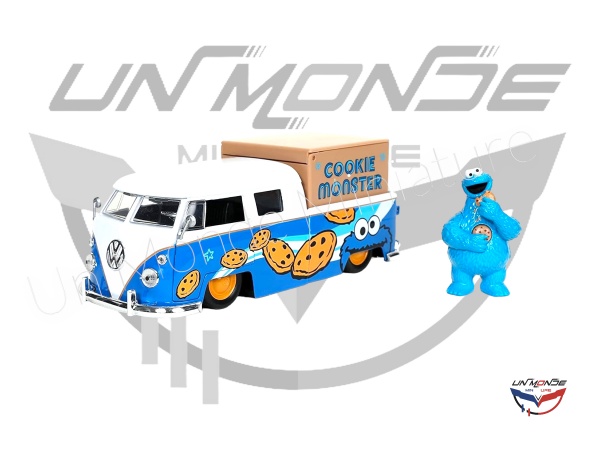 Volkswagen Bus With Cookie Monster\'s Figure Blue 1963
