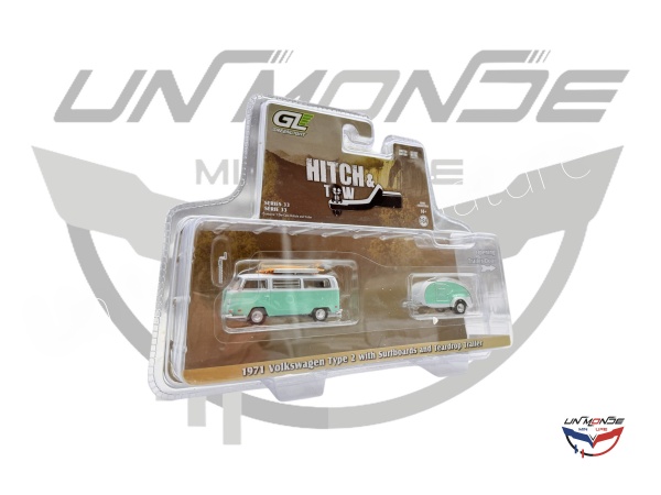 Volkswagen Type 2 With Surfboards and Teardrop Trailer