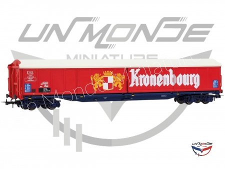 Wagon &agrave; parois coulissantes &agrave; 4 essieux type Habis Kronenbourg SNCF