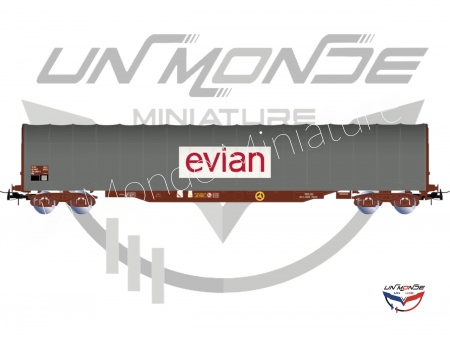 Wagon b&acirc;ch&eacute; &agrave; 4 essieux type Rils EVIAN livr&eacute;e grise SNCF