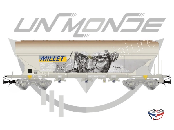 Wagon Tr�mis � Essieux Livr�e MILLET SNCF